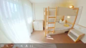 Panorama of a bunk bed room