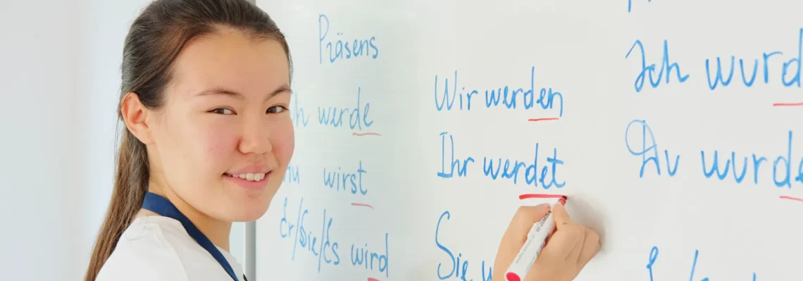 Student at the board in Berlin