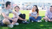 Students at the lake front in Constance